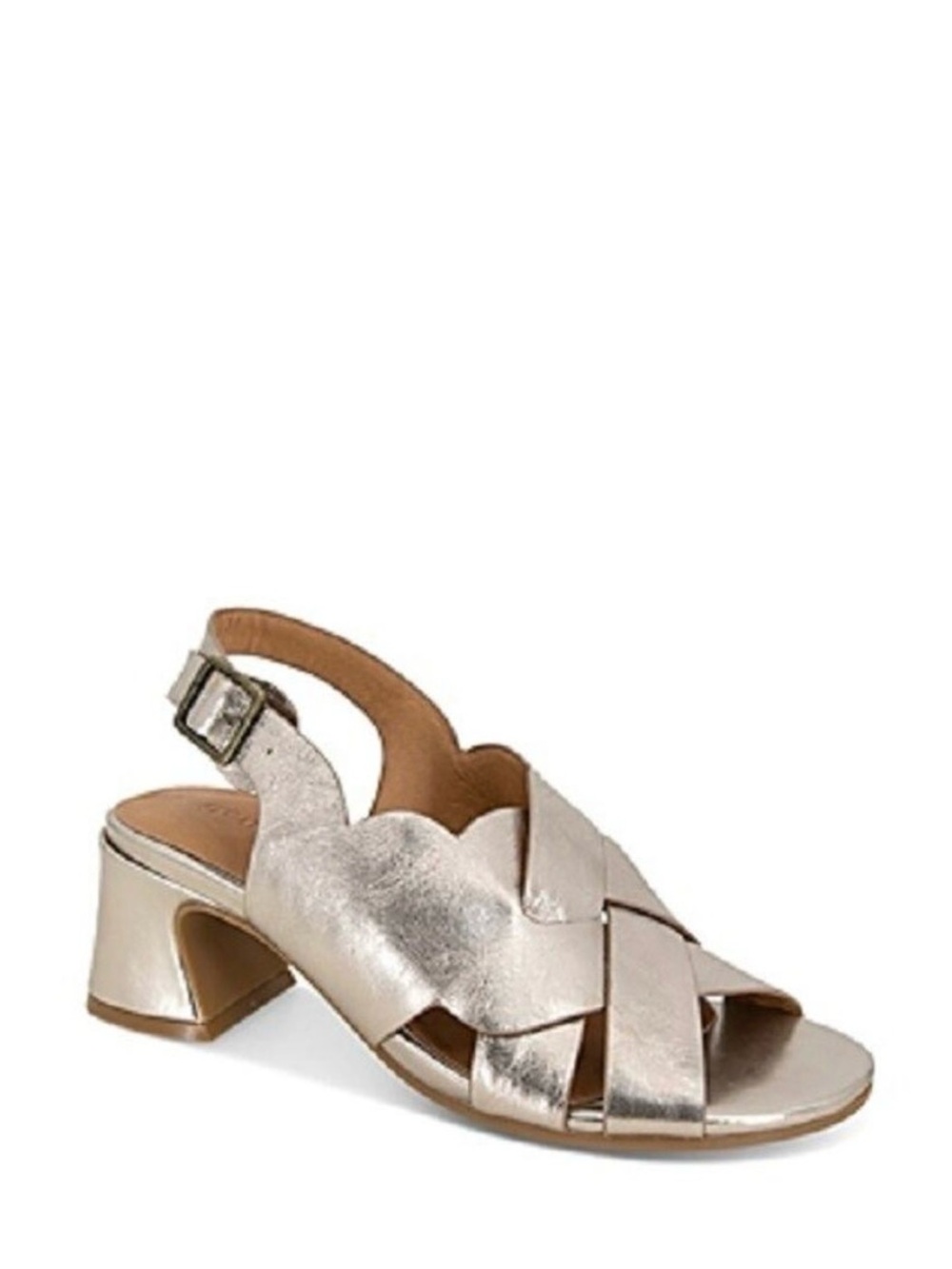 Gentle Souls by Kenneth Cole Ivy Gold Block Heel Sandals Sz 8.5 Platino